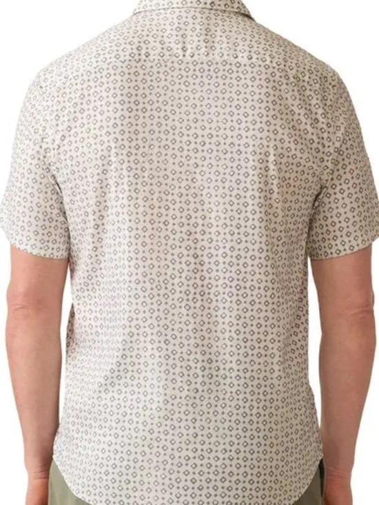 Faherty Other - Faherty Short-Sleeve Button-Down Shirt in Cream with Navy Geo